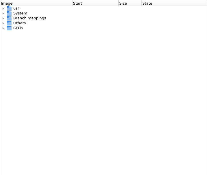 DSC Index widget, all regions collapsed